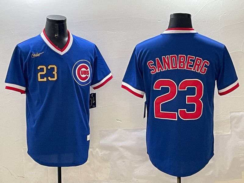 Men Chicago Cubs #23 Sandberg Blue Throwback Game 2025 Nike MLB Jersey style 3164